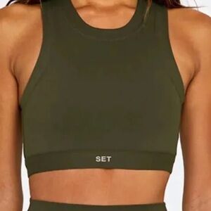 SET Active Olive Green Crop Top